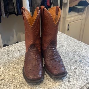 Mens gently worn Tecovas Ostrich boots